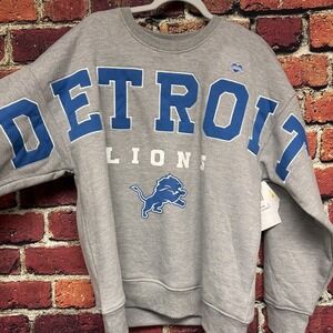 Men's Gray Detroit Lions Combine Crewneck Fleece Appliqué Detroit NWT NFL